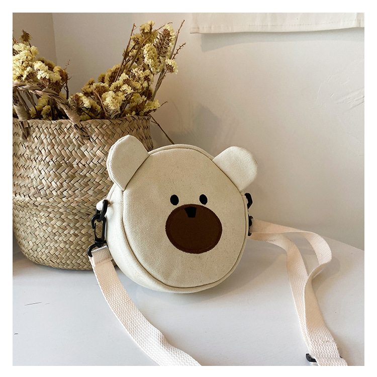 New Fashion Cute Bear Canvas Student Shoulder Bag Mobile Phone Bag Cute Cute Embroidery Cartoon Bag display picture 50