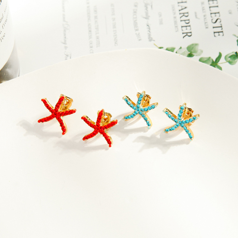 E021548 Japonais Style Sterling Argent Aiguille Boucles D'oreilles Vacances Style Mori Style Mignon Boucles D'oreilles De Femmes Tous-match Mini Starfish Boucles D'oreilles display picture 5