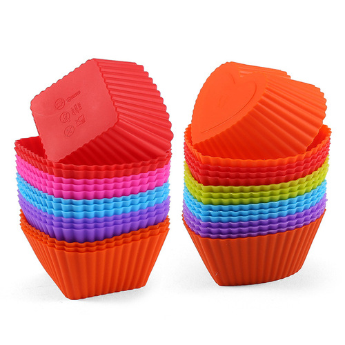 Factory baking mold silicone muffin cup macaron color 7cm heart-shaped cup light luxury style cake baking mold