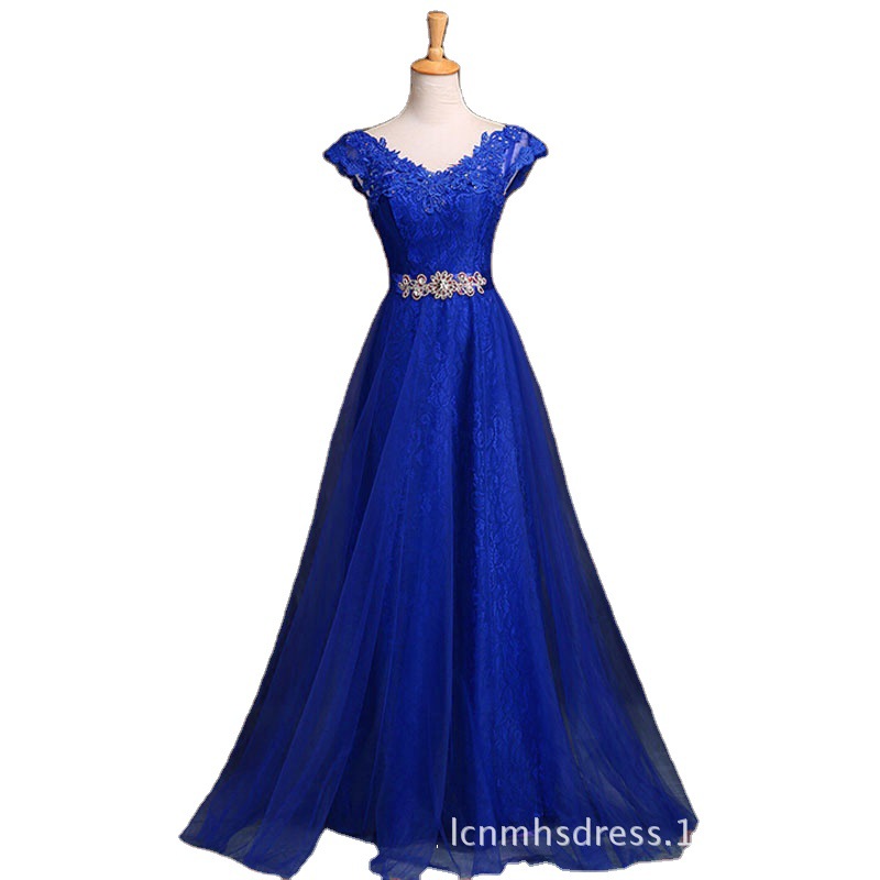 Wholesale Bridal Toast Dress 2025 Export New Long Dress Lace Shoulder Banquet Annual Meeting Evening Dress Straps