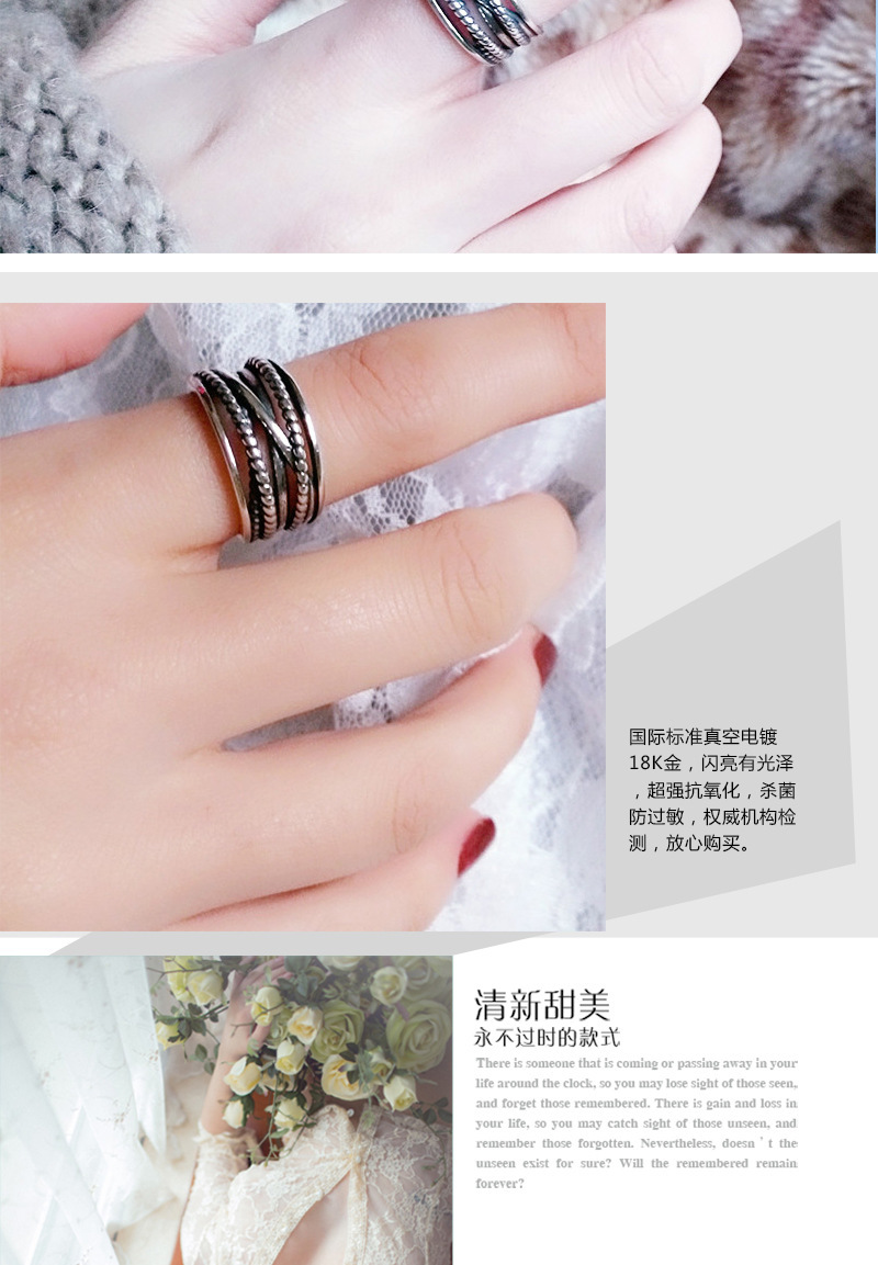 Retro Weaving Winding S925 Sterling Silver Ring display picture 4