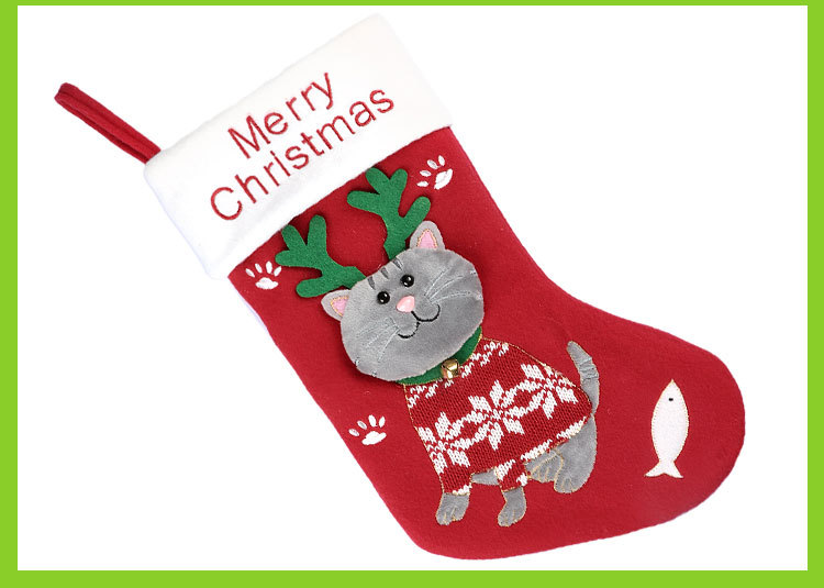 Christmas Dog Cat Brushed Cloth Nonwoven Party Christmas Socks display picture 2