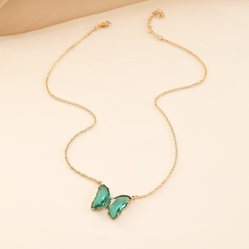 multicolor glass butterfly necklace