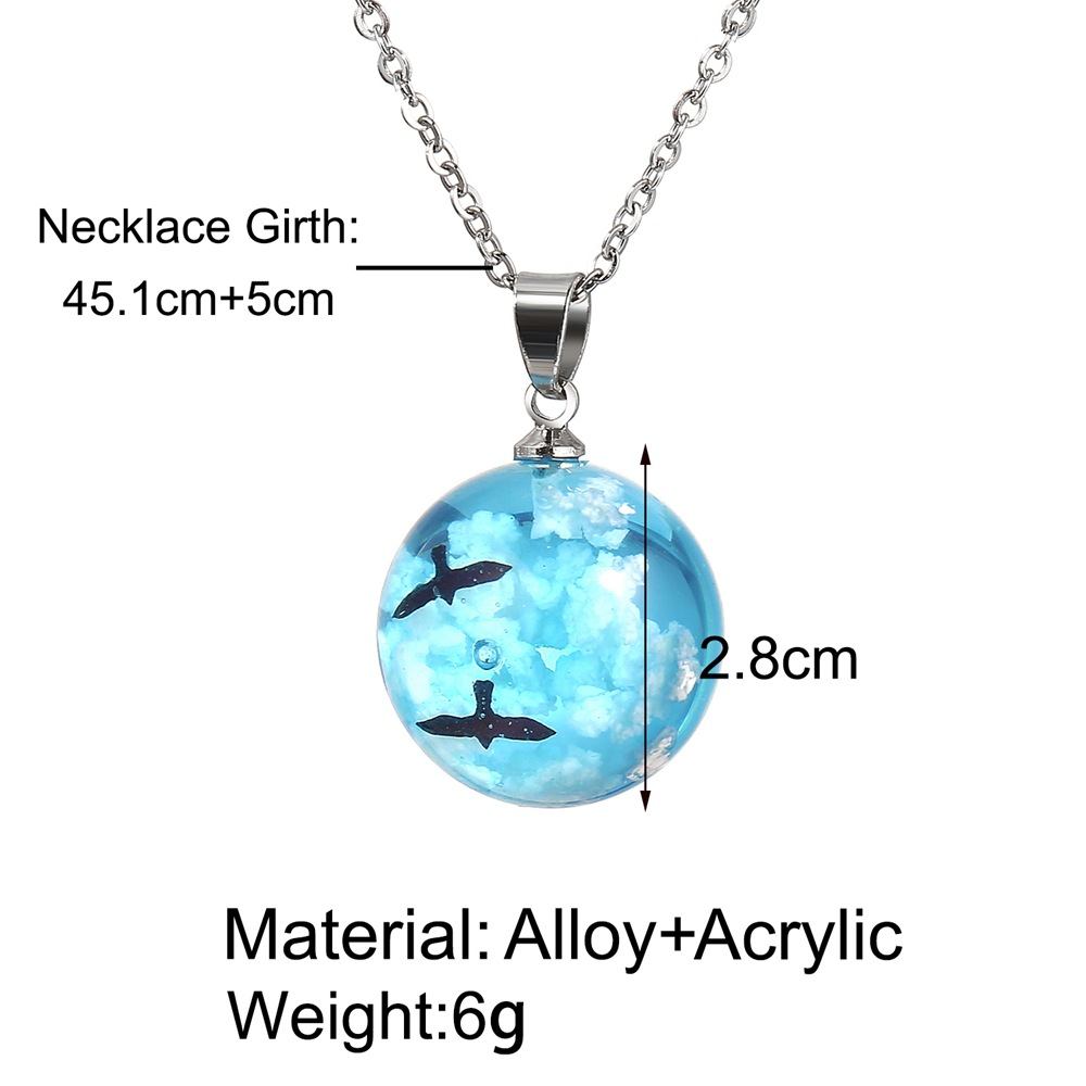 New Blue Sky White Cloud Bird Necklace Retro Simple Clavicle Chain Wholesale display picture 2