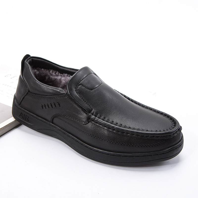 Men's Formal Shoes Leather Warm Wool Fur Lined Winter Footwear_voghion.com