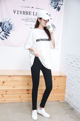 Ribbed solid color leggings for women to wear outside, thin style, suitable for spring and autumn, ribbed elastic 9-inch pants