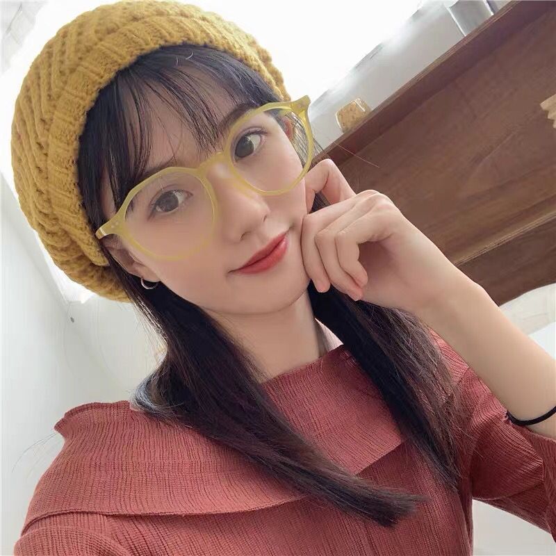 Fashion Round Frame Flat Mirror Yellow Anti-blue Light Glasses Wholesale display picture 17