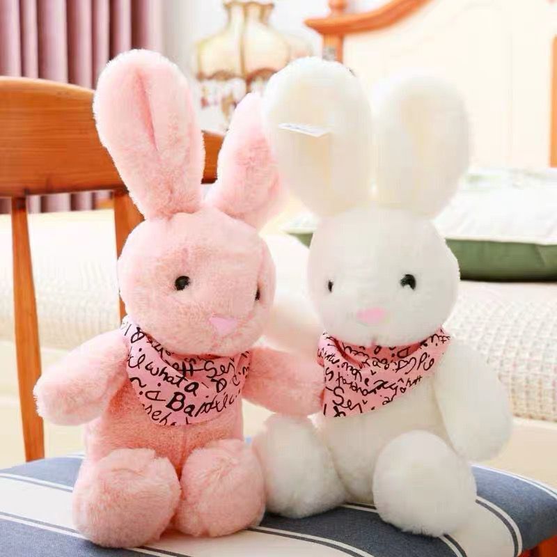 Vestidor de conejo de peluche de juguete bufanda conejo muñeca almohada para dormir agarrar máquina muñeca regalo de boda
