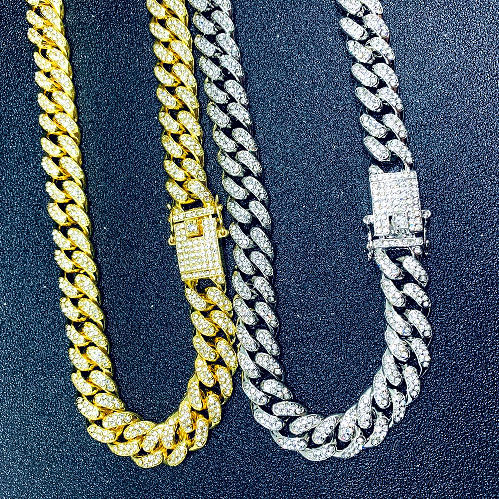 Cuban Link Chain Necklace For Men 12mm Hip Hop Diamond Style_voghion.com