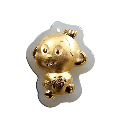 天然和田玉吊墜金鑲玉十二生肖玉墜批發珠寶配飾廠家直銷HTJ2122