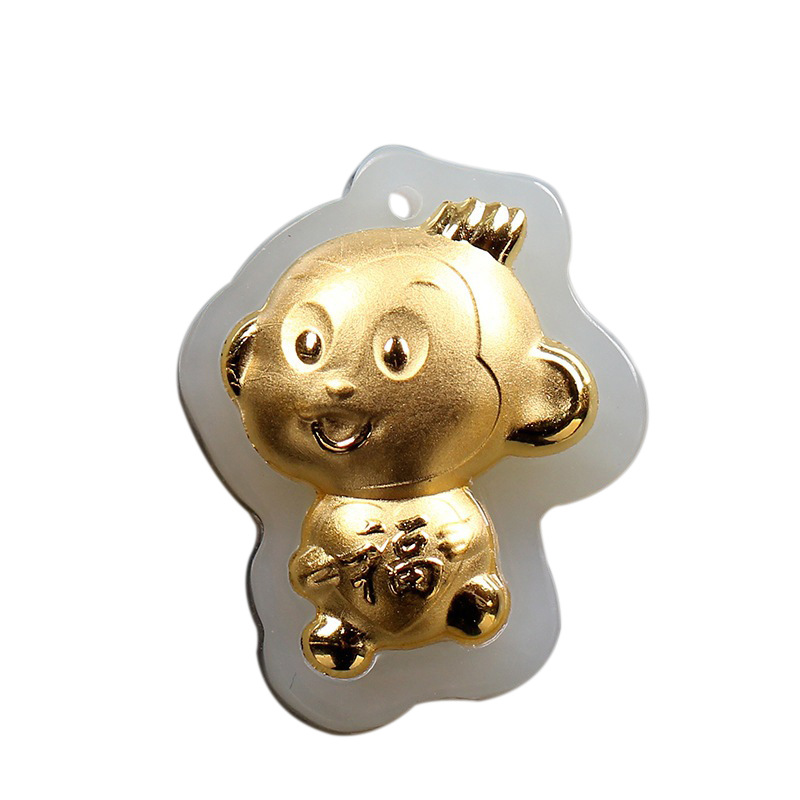 天然和田玉吊墜金鑲玉十二生肖玉墜批發珠寶配飾廠家直銷HTJ2122