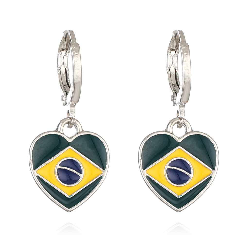 7g Weight Alloy Ear Needle Material Drop Earrings Classification 1 Pair Quantity Daily, Party Occasion Alloy Material National Flag Pattern Unisex Gender Enamel Design IG Style, Simple Style Style 1 Pair IG Style Simple Style National Flag Enamel Alloy Drop Earrings 4