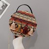 Ethnic woven handheld one-shoulder bag with zipper, ethnic style