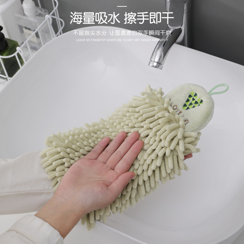 Hot-Selling Chenille Hand Towel, Kitchen and Bathroom Wall-Mounted Towel, Absorbent and Quick-Drying Hand Towel Cloth