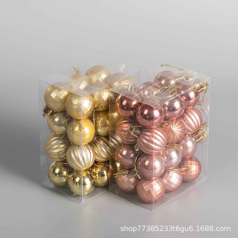 3cm4cm pintado a mano set de Navidad galvanizado bola colgante pequeña decoración de árbol de Navidad oro, plata, rojo multicolor