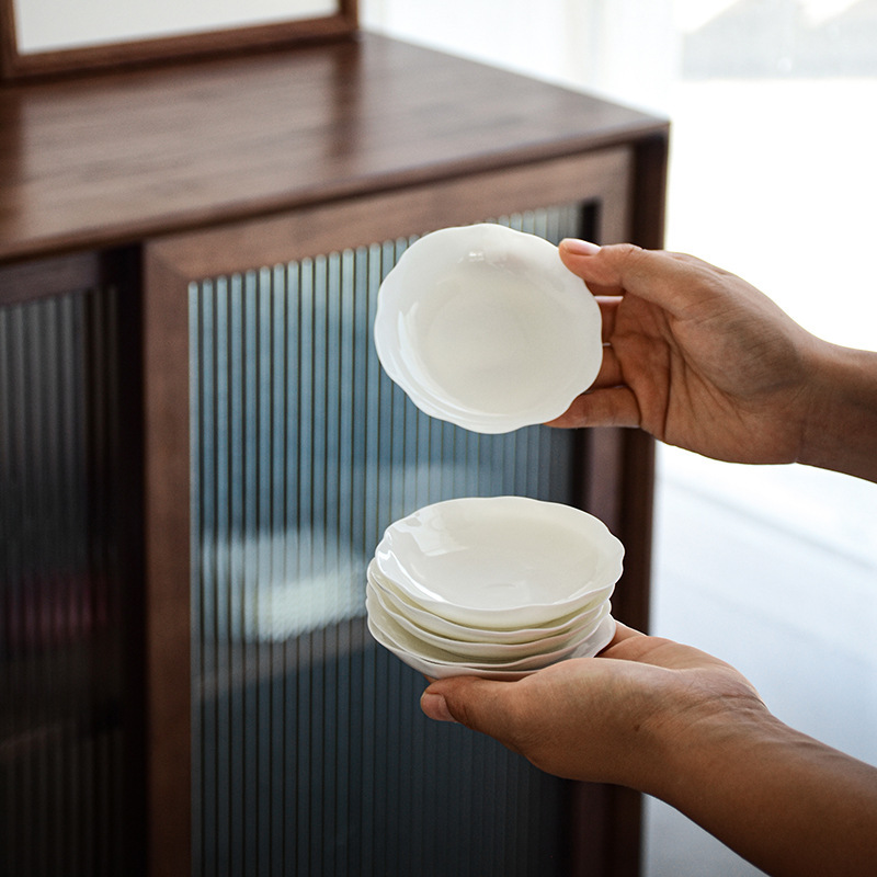 Dehua ovejas grasa Jade porcelana blanca china taza de té estera titular de la olla hogar Kung Fu taza de té anti-scald almohadilla de aislamiento taza de té Mat personalización