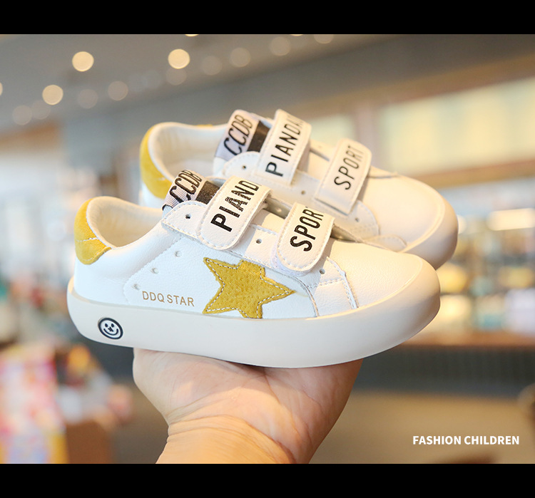 Chaussures blanches pour enfants, baskets sales, décontractées, étoiles, respirantes, pour garçons et filles, nouvelle collection automne 2024_voghion.com