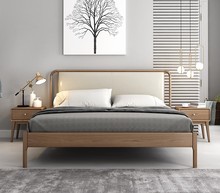 北欧床实木床1.8米现代简约白蜡木主卧家具婚床1.5双人床软靠皮床