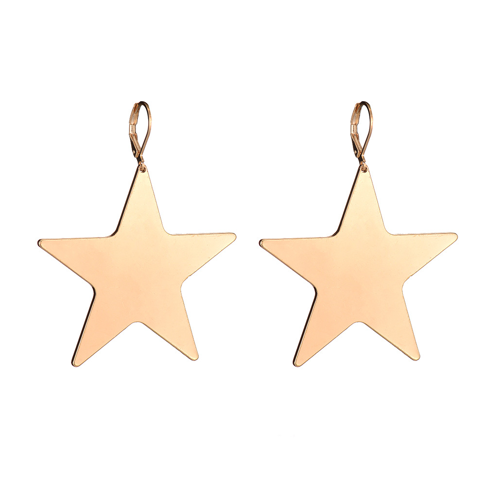 New Alloy Simple Geometric Five-pointed Star  Glossy Earrings Wholesale Nihaojewelry display picture 3
