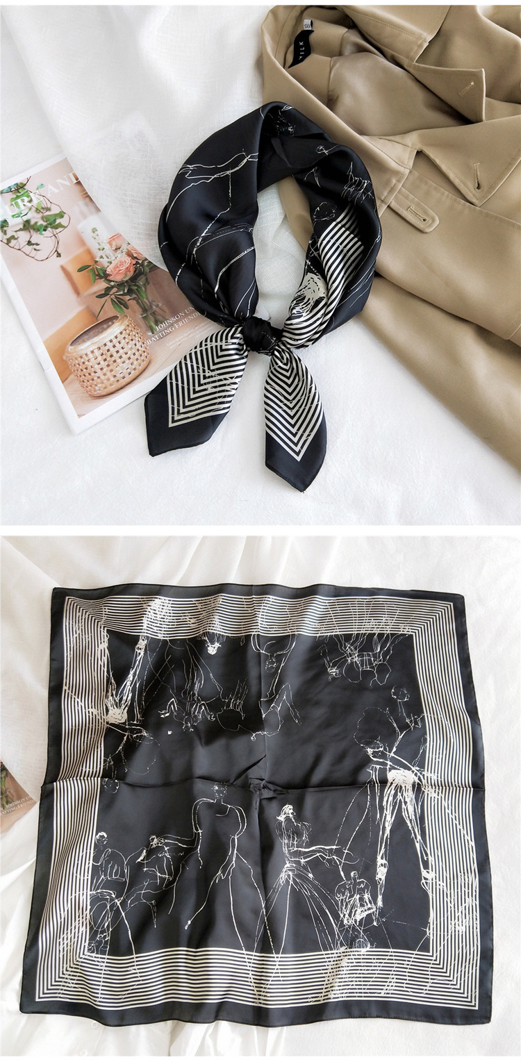 Small Square Silk Fashion Scarf display picture 29