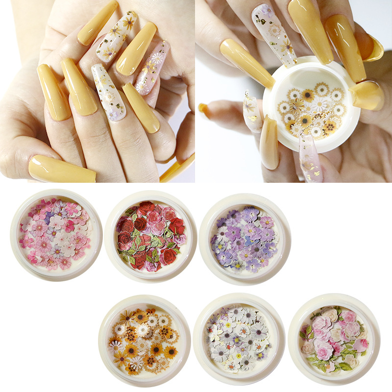Princesa accesorios de uñas ins estilo color mezclado Año Nuevo Día de San Valentín flor Rosa parche de uñas pieza de pulpa de madera