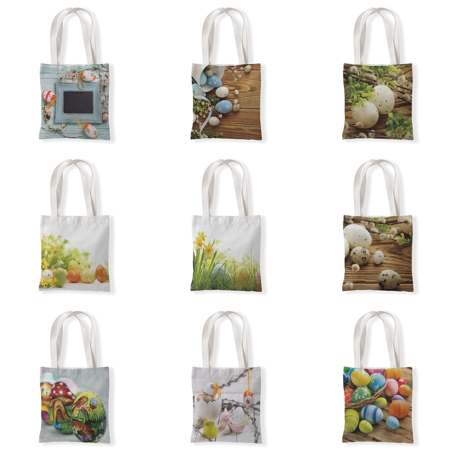 创意复活节彩蛋帆布材质单肩袋学生手拎包休闲零钱袋百搭女包