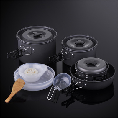 户外套锅野炊用品锅具野外炊具餐具套装 2-3-4-5人野营便携户外锅