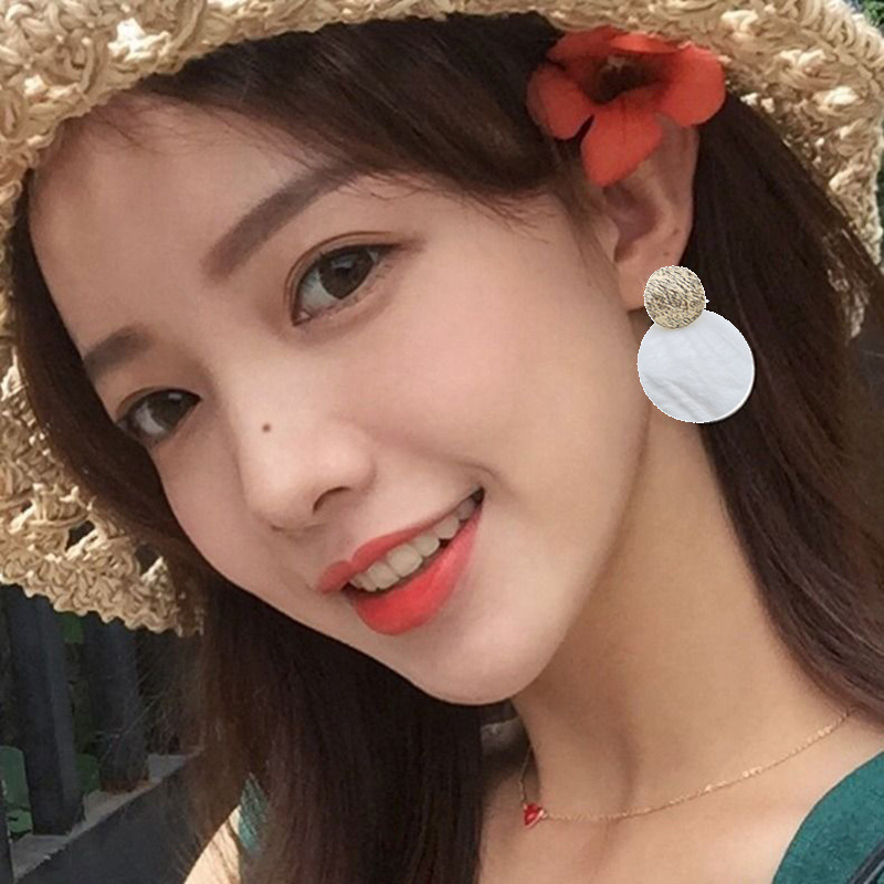 Alloy, Shell Material Exaggerated Round Alloy Shell Plating Women's Drop Earrings