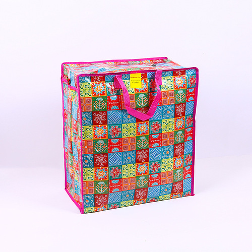 Woven bag extra large moving storage bag Amazon portable laminated snakeskin woven bag down jacket cotton woven bag