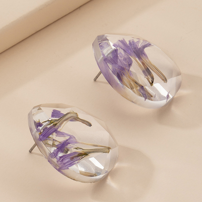 Fashion Simple Dried Flower Cute Flower Resin Drop Earrings For Women display picture 4