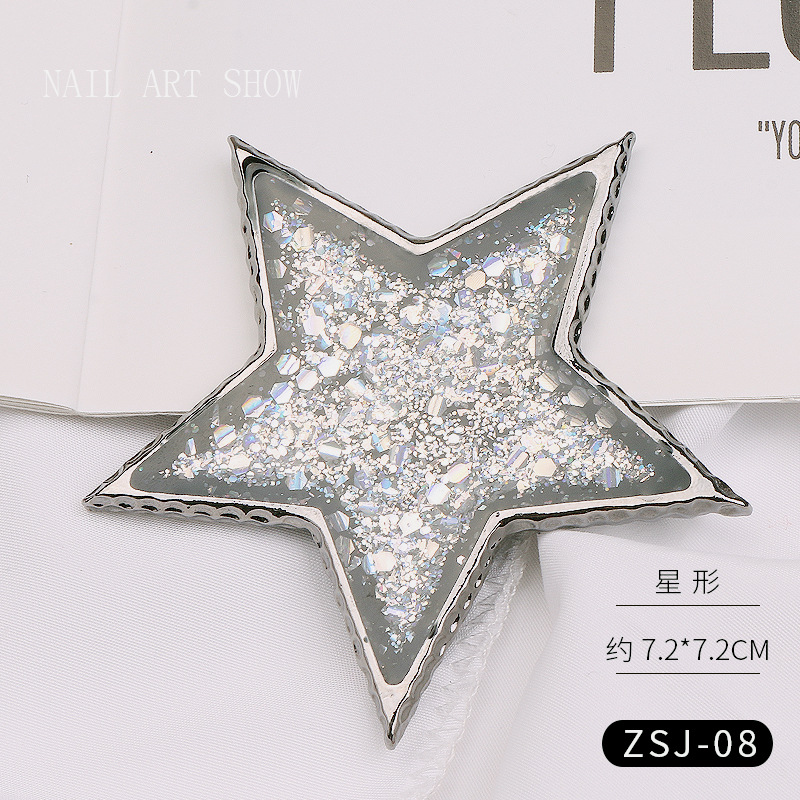 Nail ágata transparente resina borde dorado flor seca Shell lentejuelas mariposa Pentagram amor paleta placa herramienta de la joyería