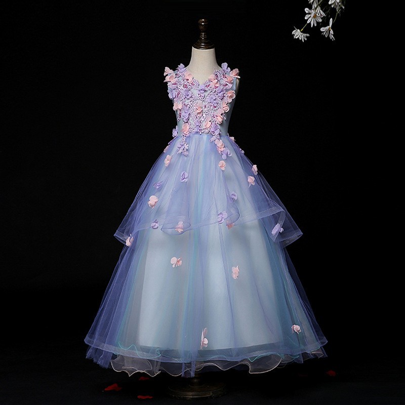 Flower Girl dress Princess dress line shoulder Flower Girl piano dress Girl host children dress_voghion.com
