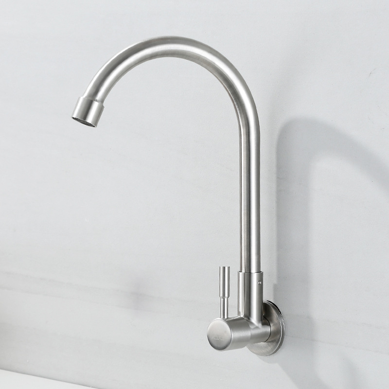 304不锈钢入墙单冷厨房洗菜盆水龙头 混水阀卫浴厨卫360旋转