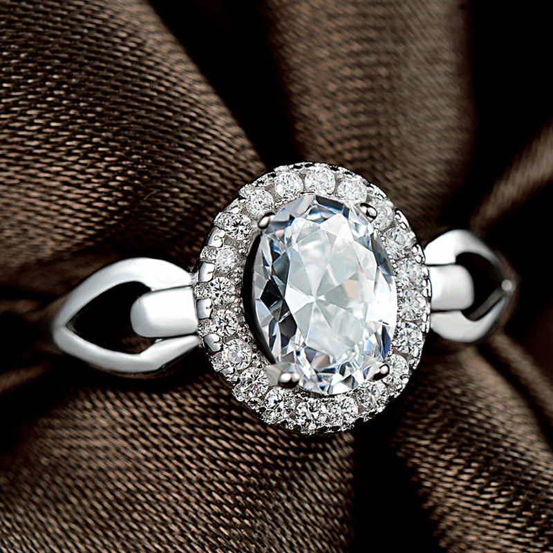 Japonés y coreano de moda elegante anillo femenino S925 plata diamante incrustado anillo abierto simple anillo de dedo índice anillo de diamante de simulación