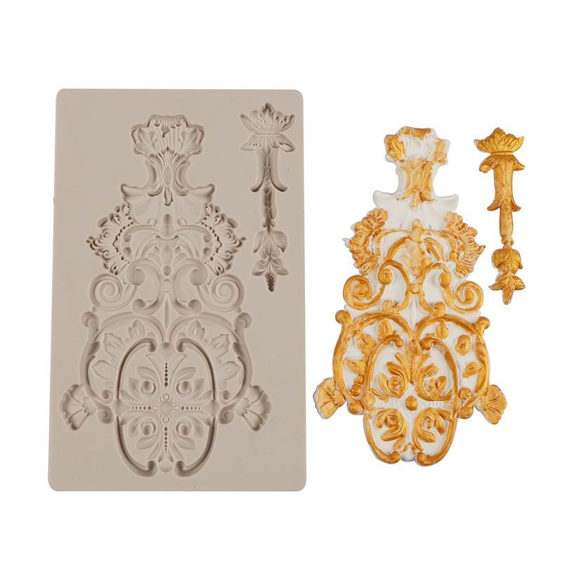 De estilo europeo en relieve de silicona molde marco corona decoración de la boda hornear herramienta de molienda Fondant molde de pastel de chocolate