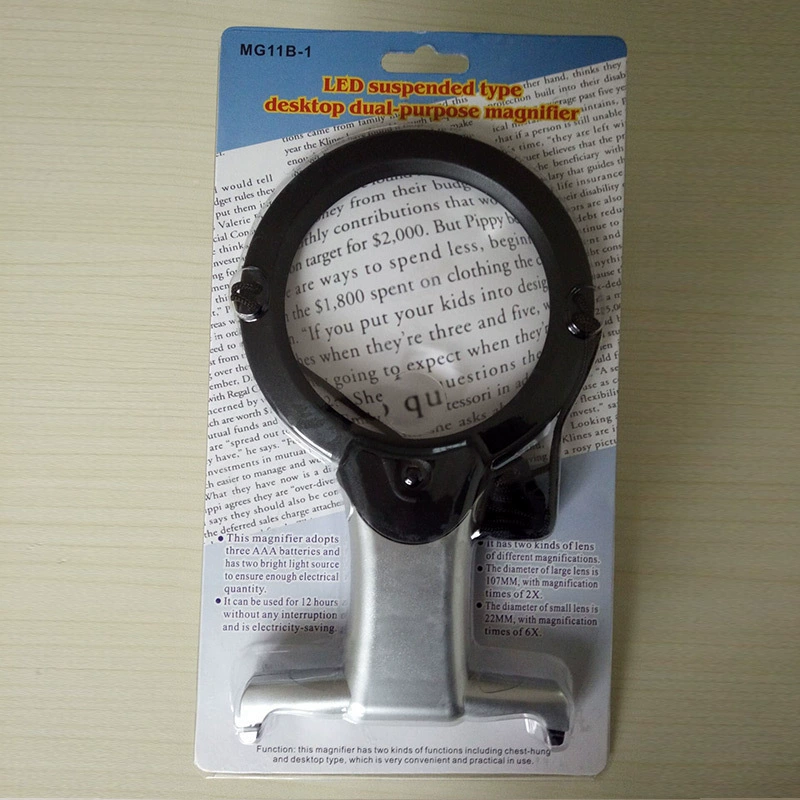 С легким настольным двухцелевым нагрудным увеличительным стеклом Светодиодный светильник для пожилых людей портативный для чтения HD 5 раз оптовая продажа с фабрики