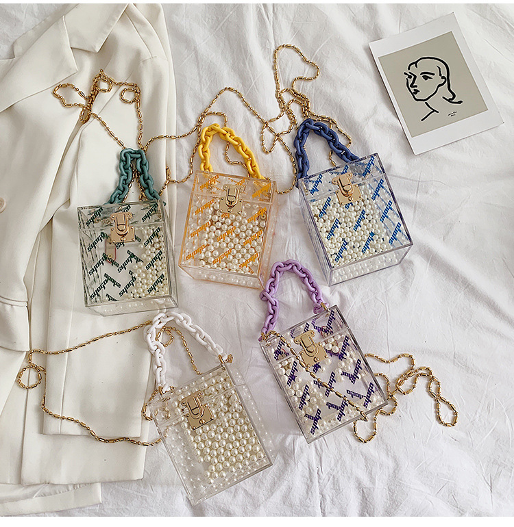 Summer New Trendy Korean Wild One-shoulder Messenger Chain Transparent Portable Jelly Bag display picture 14