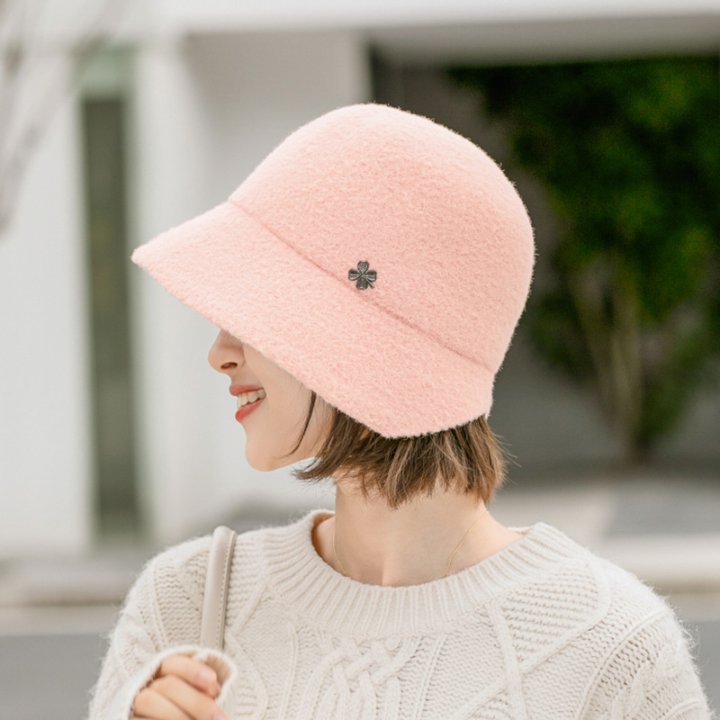 Ull bucket hat för kvinnor höst vinter trendig varm_voghion.com