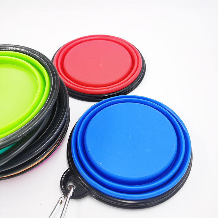 TPE pequeño tamaño plegable PET tazón de silicona perro gato agua fuera gancho portátil comida tazón mascota vajilla