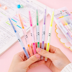 Colorful Dual-Head Fluorescent Pen 6-color Marker Highlighter Student Graffiti Notebook Pen Oblique Head Watercolor Pen 