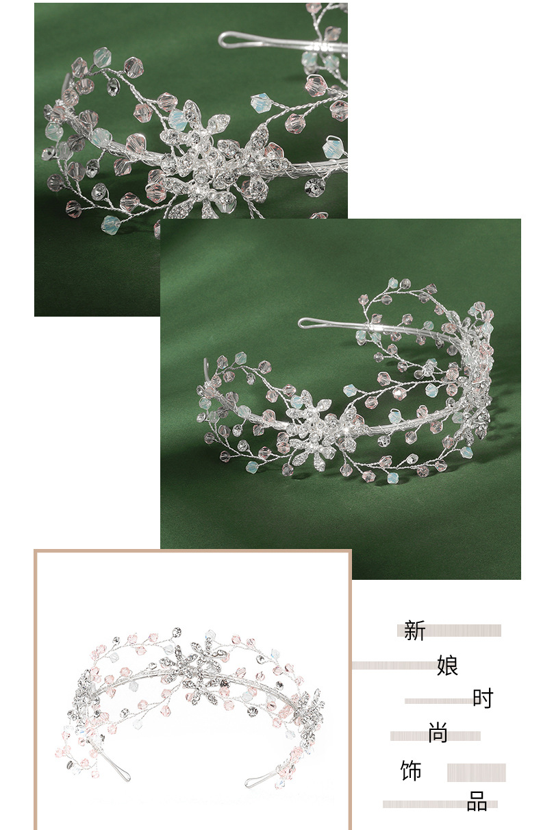 Creative Bridal Jewelry Braided Crystal Crown Side Pressure Hair Hoop Photo Accessories Wholesale Nihaojewelry display picture 2