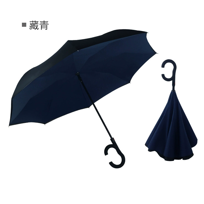 Creative double -layer C -type automatic reverse umbrella avoiding the sun umbrella car fixed rod reverse umbrella ads reverse umbrella