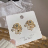 South Korean goods, earrings, retro long silver needle with tassels from pearl, french style, silver 925 sample, wholesale