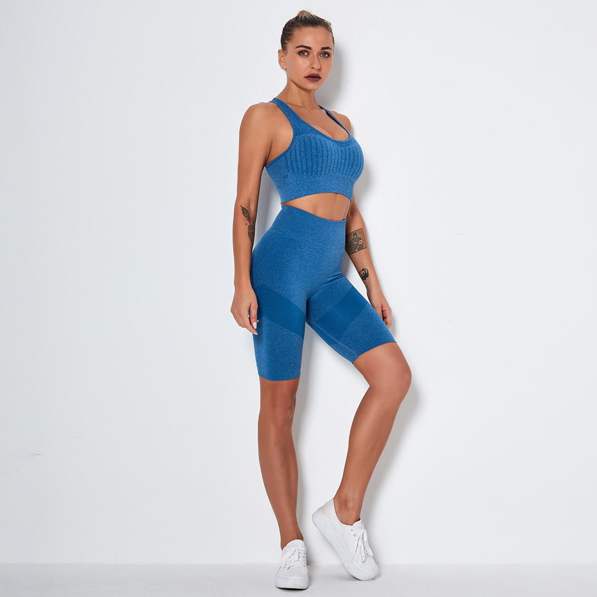 seamless quick-drying two-piece yoga suit NSLX14695