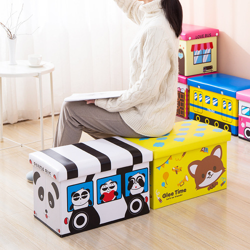 Tiger Cartoon Toy Storage Bench Small Car Oxford Cloth Bench Large Storage Folding Bench Cute Children's Toy Box
