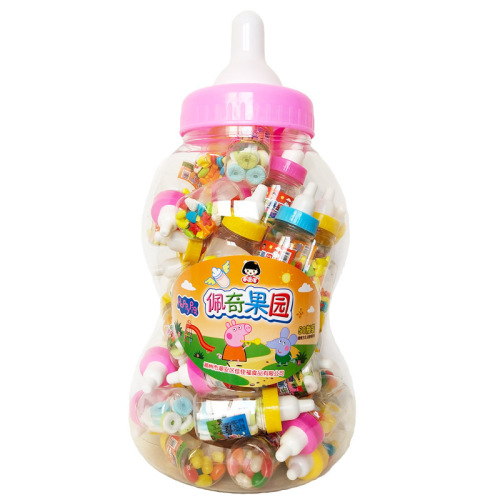 Peppa Pig Orchard Assorted Flavor Bottled Candy 50 Bottles/Drum Whistle Candy Rainbow Candy Creative Toy Nipple Children's Candy