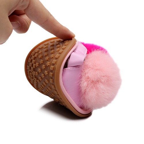 Fur sandals rubber non-slip bottom PU rabbit fur cute style children's baby shoes baby toddler shoes 0-1-2 years old