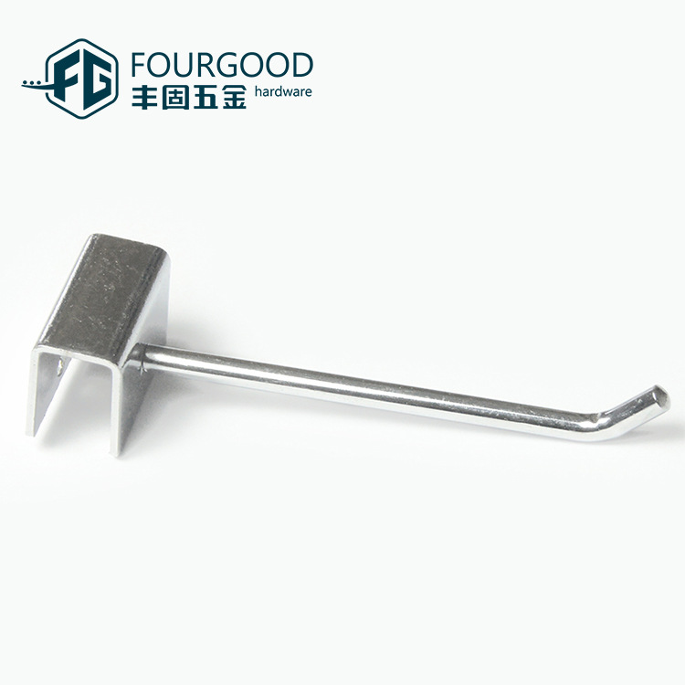 Tarjeta de suministro directo de fábrica de Foshan 15*30 gancho de tubo cuadrado de metal tienda de ropa estante pantalla de una sola línea de molienda gancho de cabeza