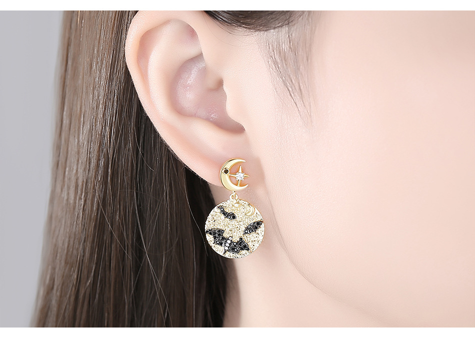 Pendientes De Luna De Circonita Con Incrustaciones De Cobre De Moda display picture 3