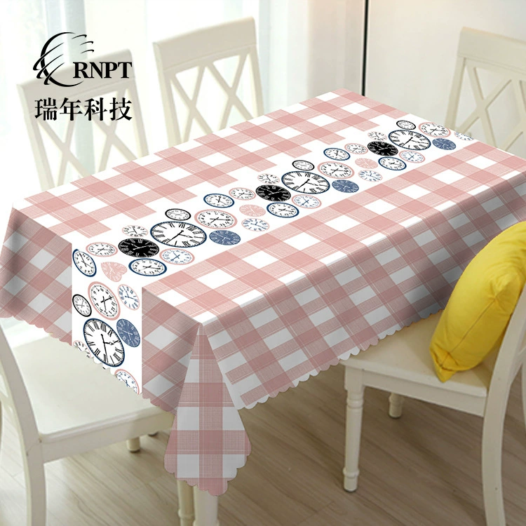 RNPT Ruinan [оптовая продажа производителя] розовая клетчатая скатерть будильник с принтом скатерть ПВХ водонепроницаемая скатерть